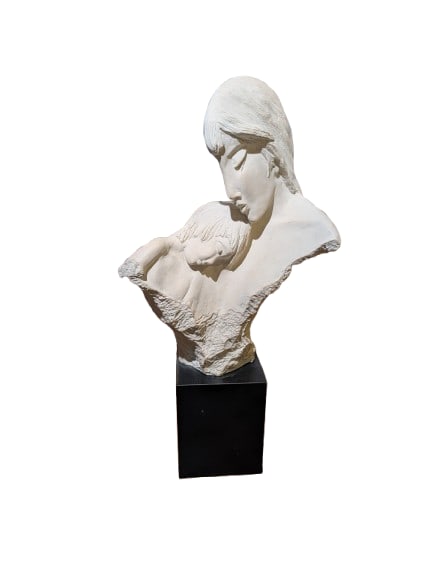 Plaster Bust of Mother and Child: Plaster Bust of Mother and Child. In-house shipping is available for smaller items. Shipping is available for larger and other fragile items through Pac Mail, which is a local shipping option. You
