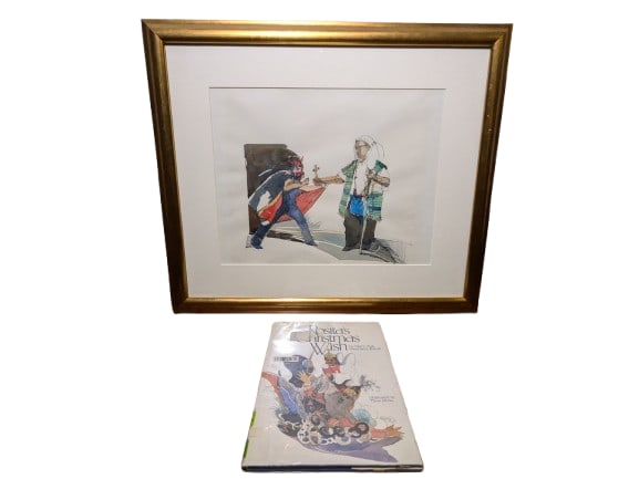 Thom Ricks,"Rosita's Christmas Wish": Thom Ricks,"Rosita's Christmas Wish", watercolor. Sight: 14" x 17.5" Frame: 22.75" x 26.75" Thom Ricks is active/lives in Texas. Thom Ricks is known for Sketching landscapes.Thom Ricks has been an