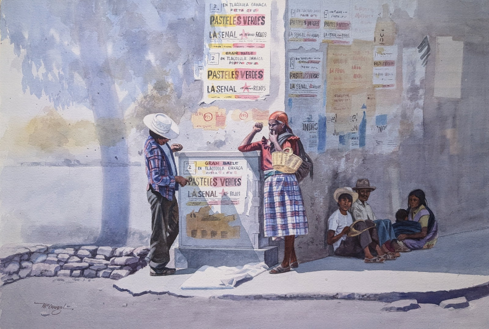 Ivan McDougal, "Invitation to the Dance": Ivan McDougal, "Invitation to the Dance", watercolor. Sight: 21.25" x 30" Frame: 23.25" x 331.75" In-house shipping is available for smaller items. Shipping is available for larger and other fragile