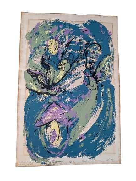 Betty Lieberman, Artist's Proof: Betty Lieberman, Artist's Proof, Serigraph. 18" x 12" Unframed. Signed Artist's proof Dated Oct '69 (10/69) In-house shipping is available for smaller items. Shipping is available for larger and
