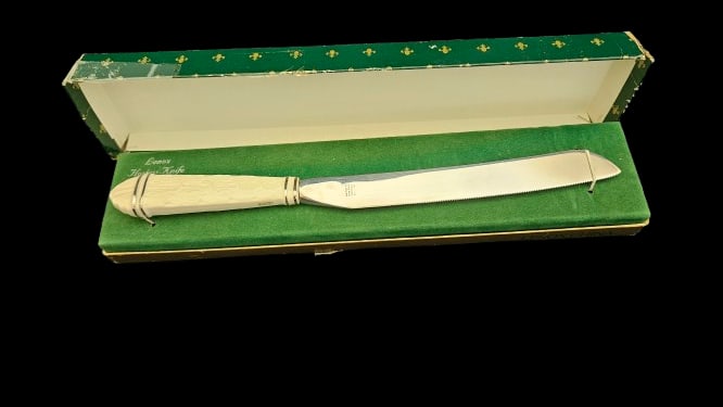 Lenox Hostess Knife with Fine Porcelain Handle & Sheffield: Lenox Hostess Knife with Fine Porcelain Handle & Sheffield. In-house shipping is available for smaller items. Shipping is available for larger and other fragile items through Pac Mail, which is a