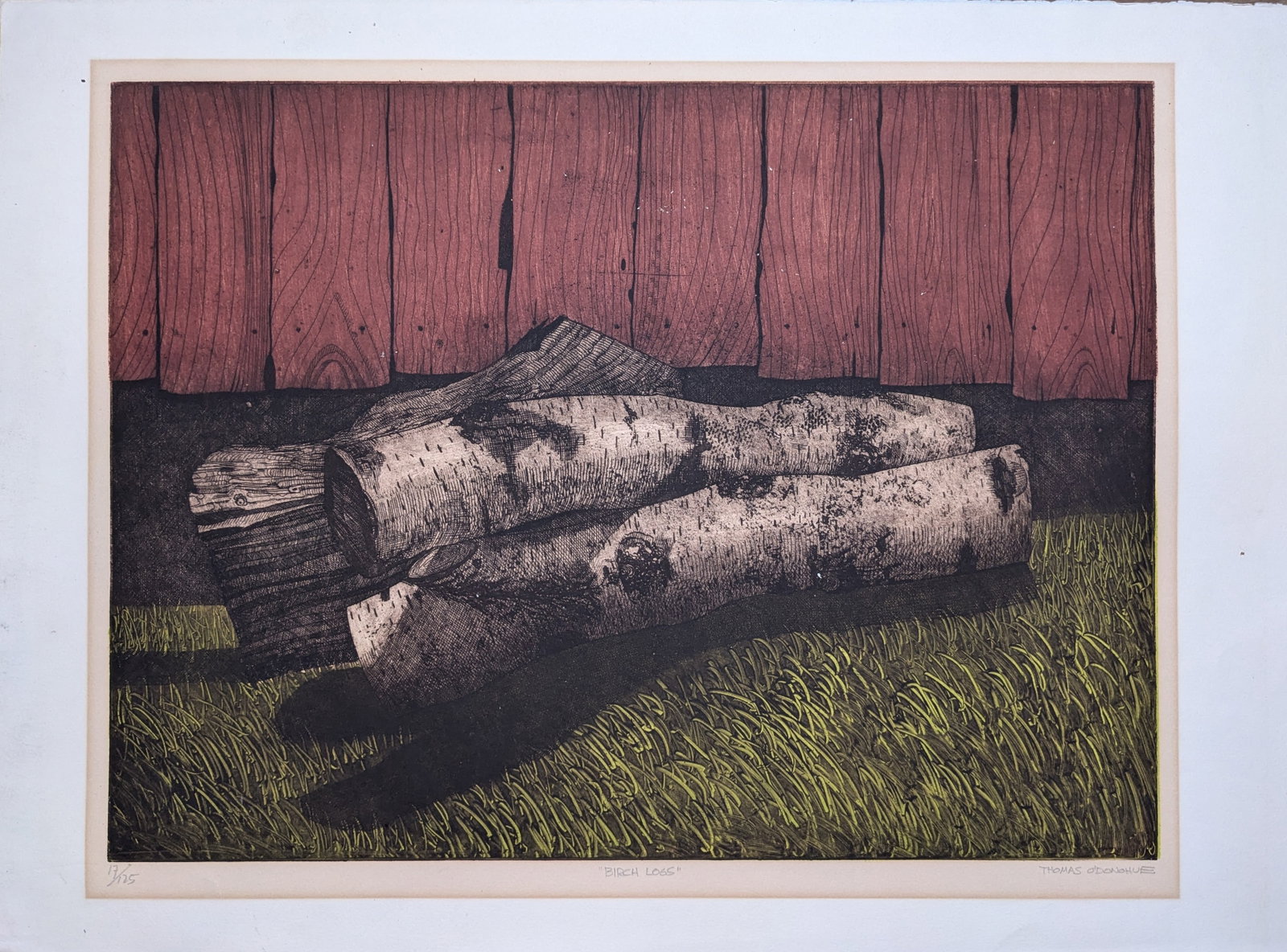 Thomas O' Donohue, "Birch Logs": Thomas O' Donohue, "Birch Logs", Serigraph. In-house shipping is available for smaller items. Shipping is available for larger and other fragile items through Pac Mail, which is a local shipping