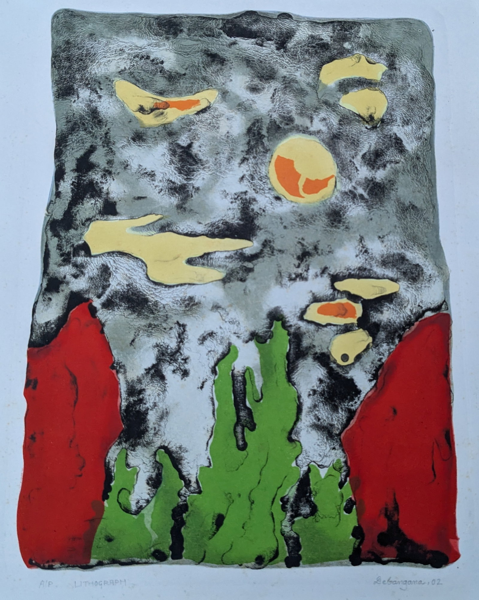 Deleangana Banerjee: Deleangana Banerjee, Lithograph. Unframed. In-house shipping is available for smaller items. Shipping is available for larger and other fragile items through Pac Mail, which is a local shipping option