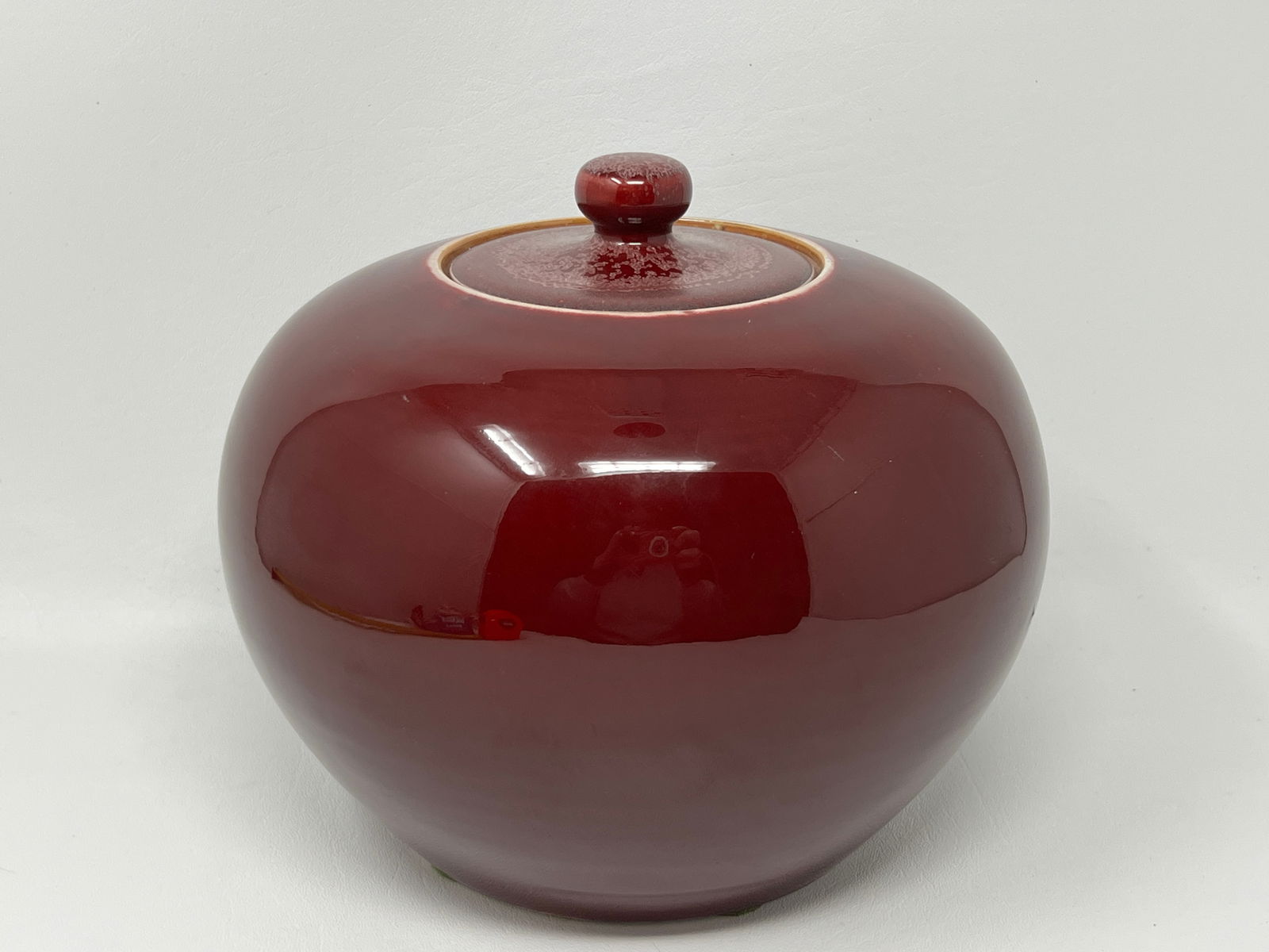 Asian Oxblood Glazed Porcelain Covered Ginger Jar (1 of 15)