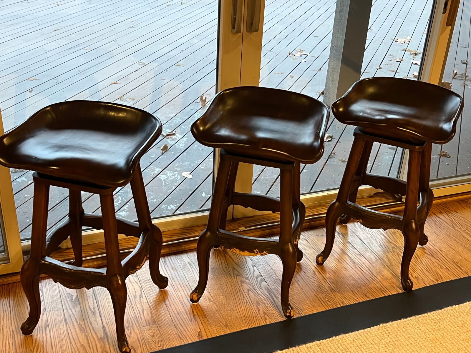 Modern Swivel Seated Bar Stools; structurally sound, needs repair aesthetically (1 of 6)