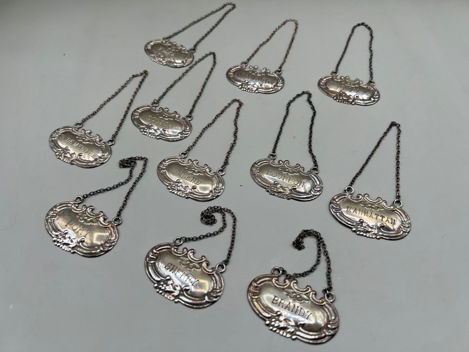 Sterling Silver Decanter Label Tags - 925 Liquor & Spirits Bottle Labels (1 of 9)