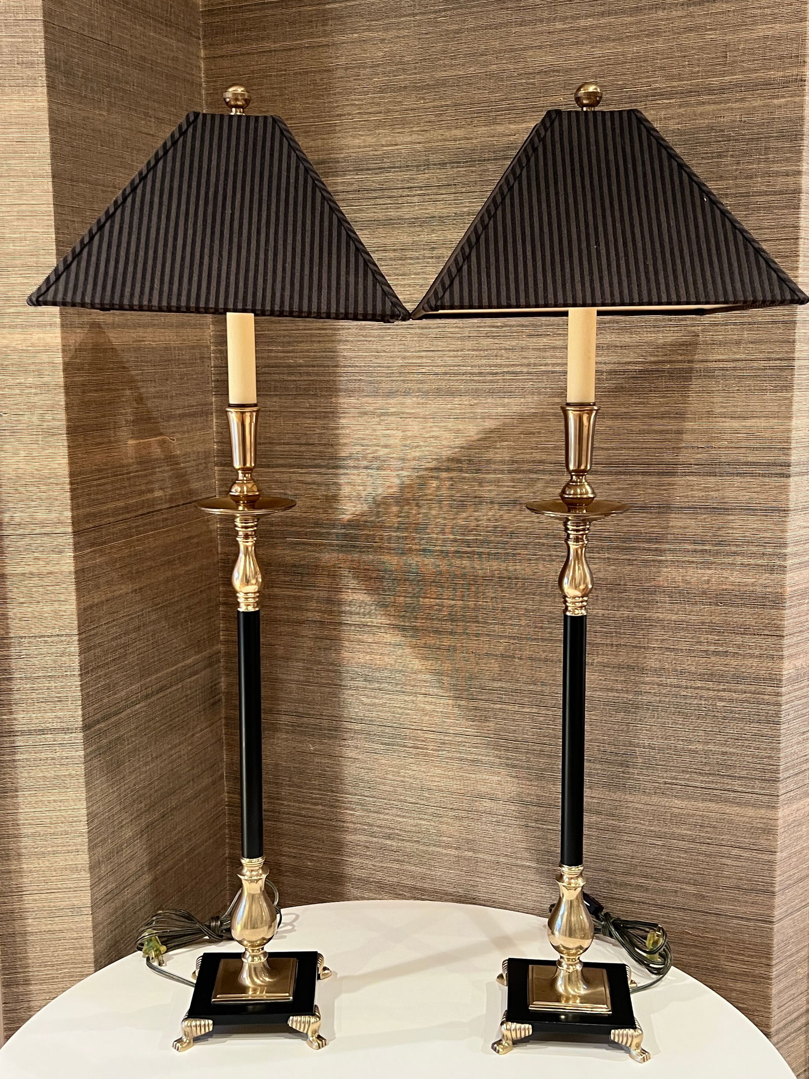 Pair of Fredrick Cooper Black Painted & Brass Table Lamps (1 of 6)