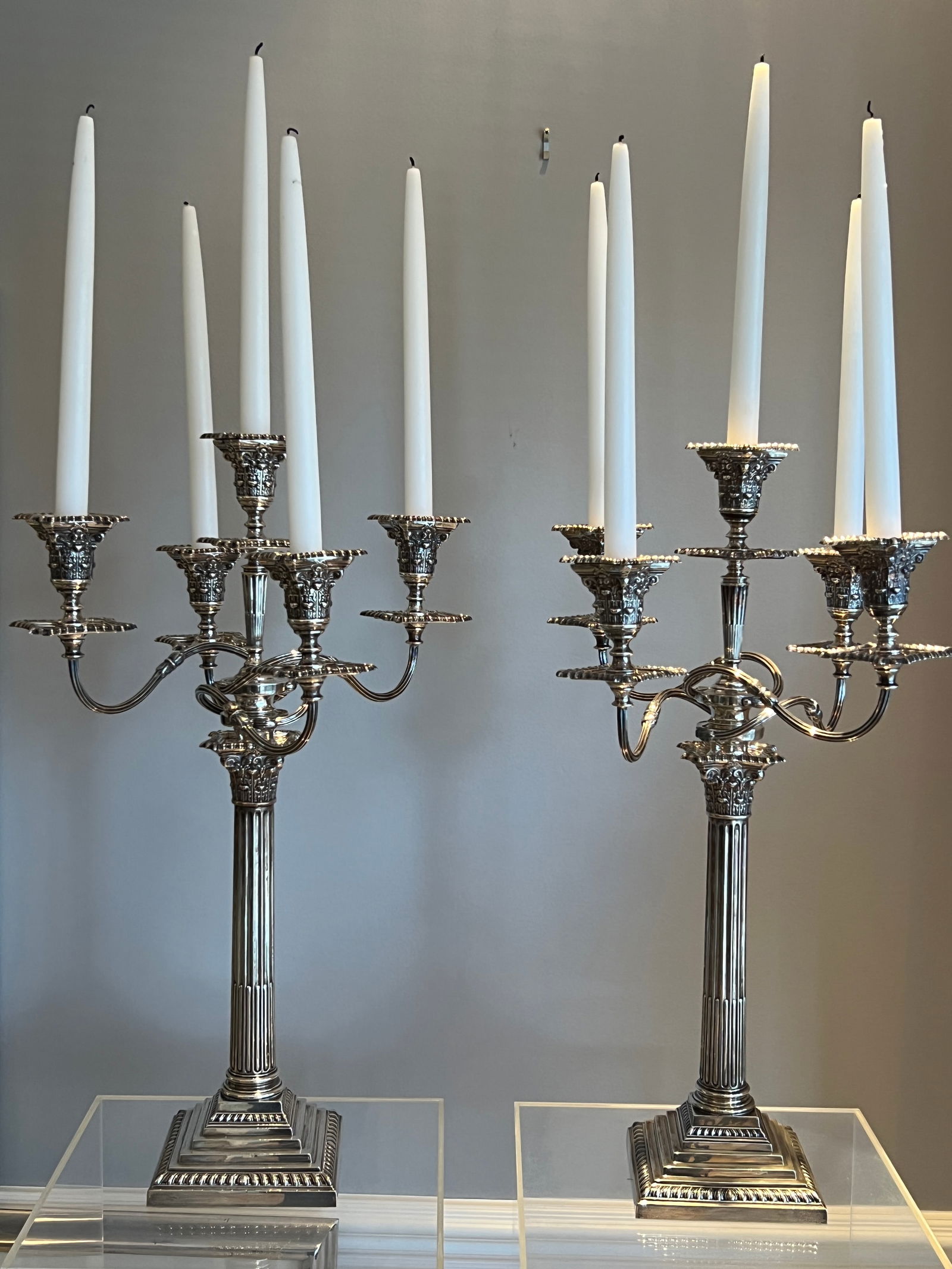 Pair of John Grinsel Sterling Silver Candelabras w Weighted Base (1 of 17)