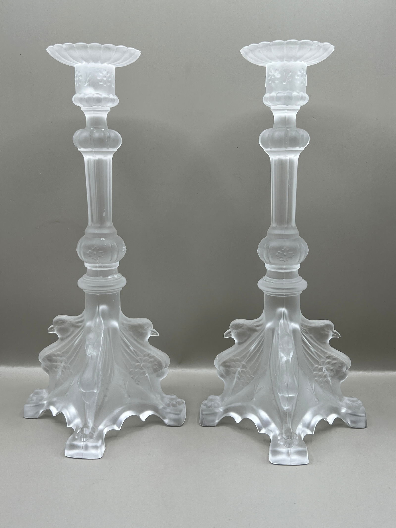 Val St Lambert Griffon Frosted Crystal Candlesticks (1 of 13)