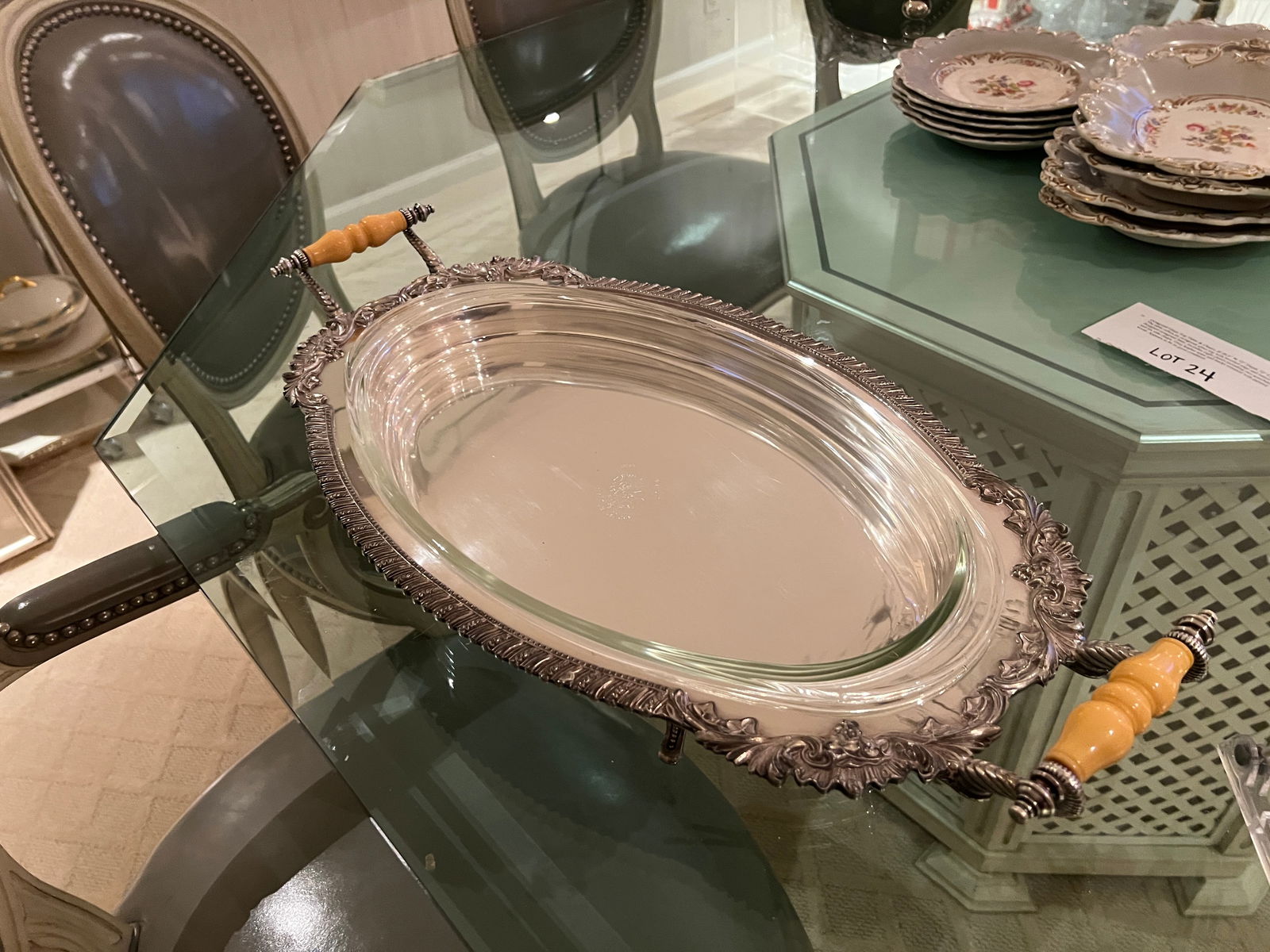 Silver Plate Double Handled Oval Tray (1 of 10)