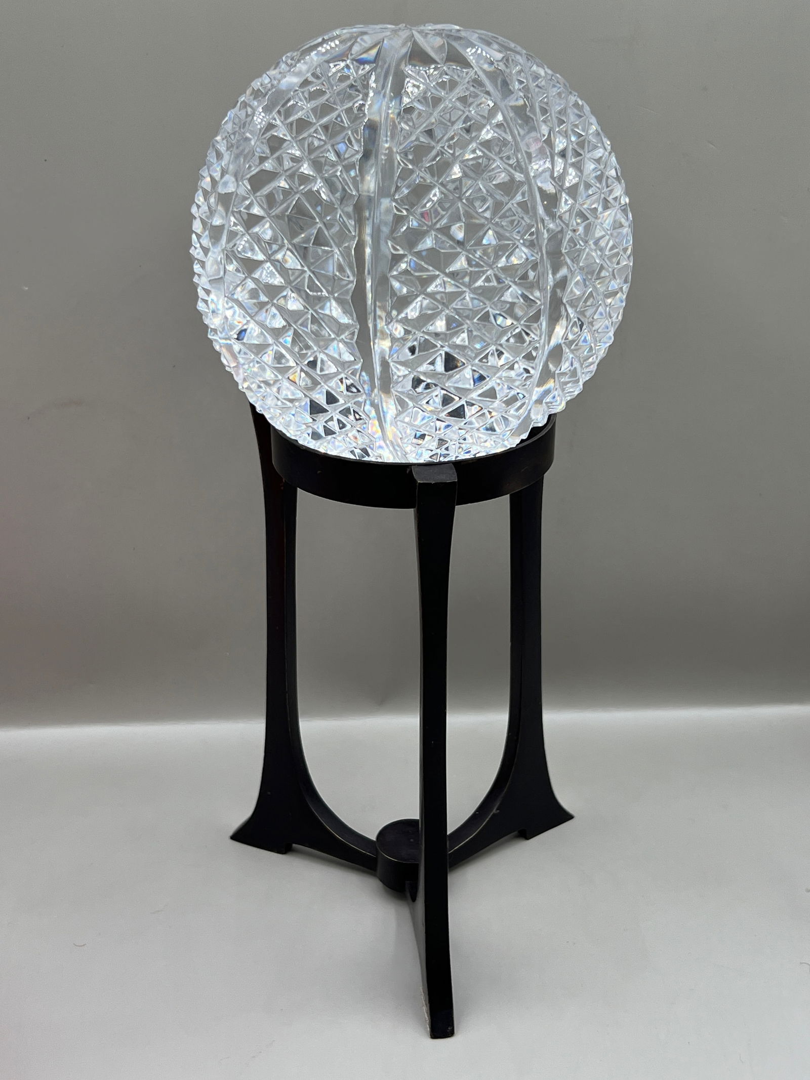 Crystal Paperweight Globe on Cast Metal Stand (1 of 6)
