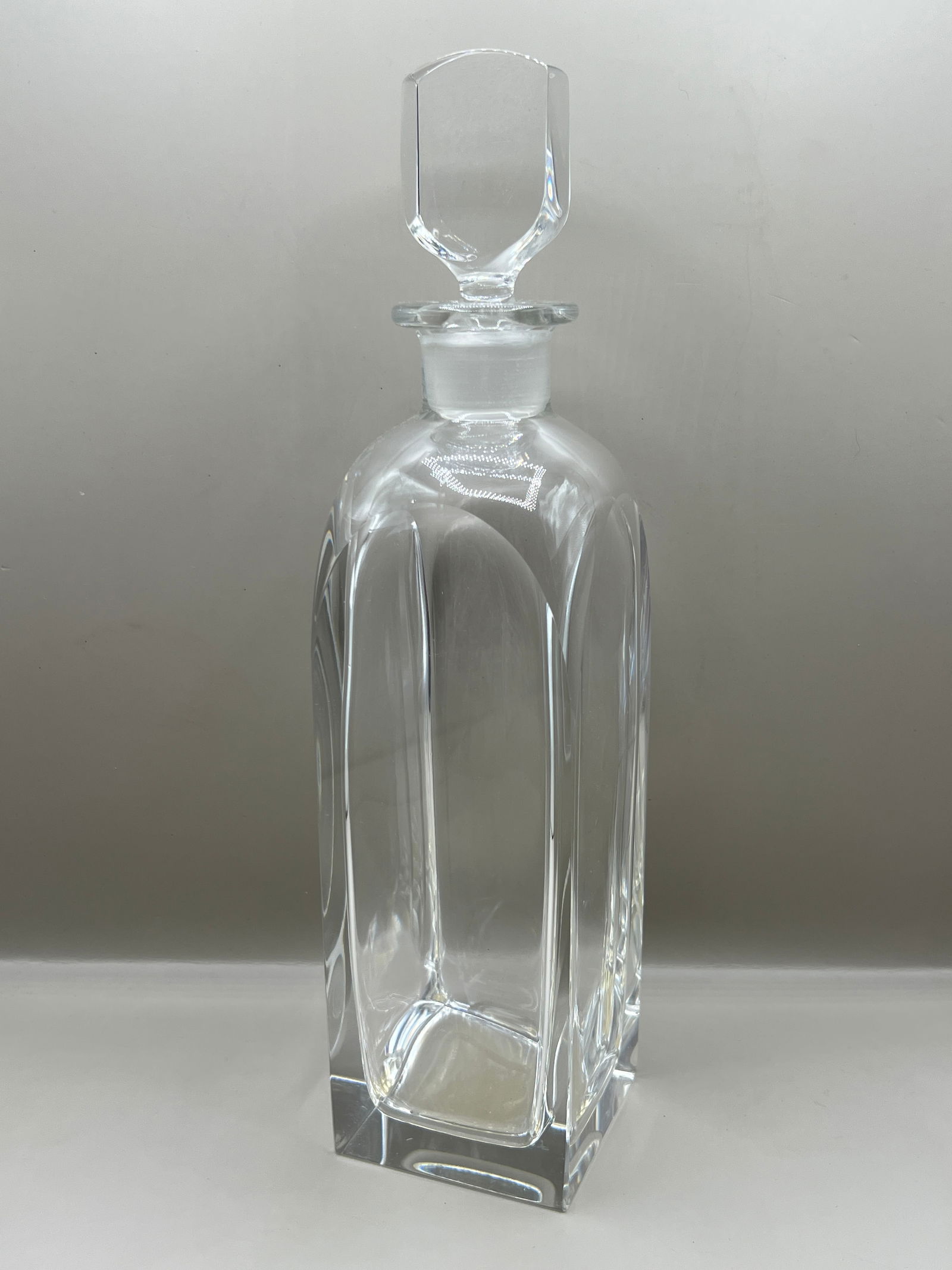Orrefors (Swedish) Crystal Decanter: H 7.75”- decanter has chipped stopper.
