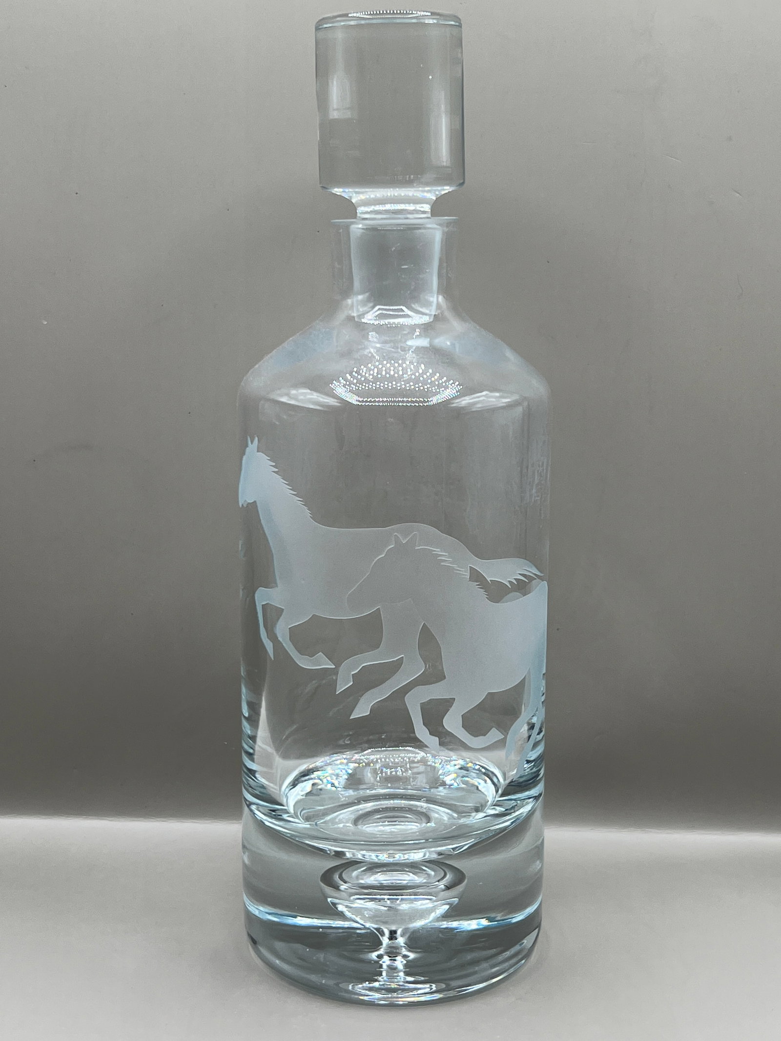 Etched Horse Crystal Decanter: Crystal Decanter