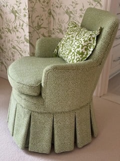 Upholstered Chair with Skirting: Comfy & Cute.