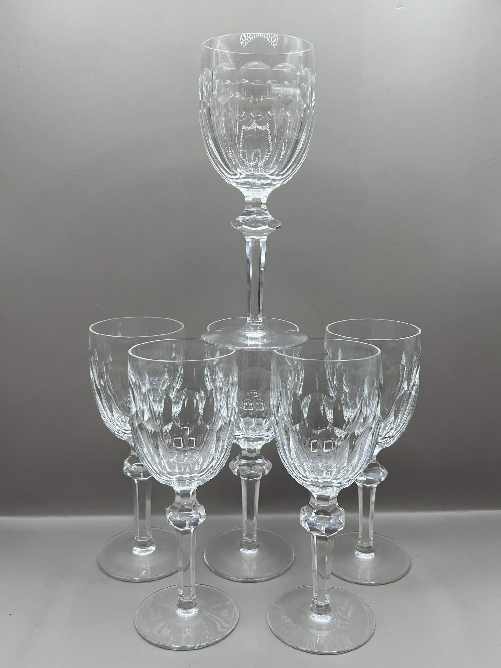 (6) Waterford Curraghmore Cut Crystal Wine Glass Stemware: set of 6