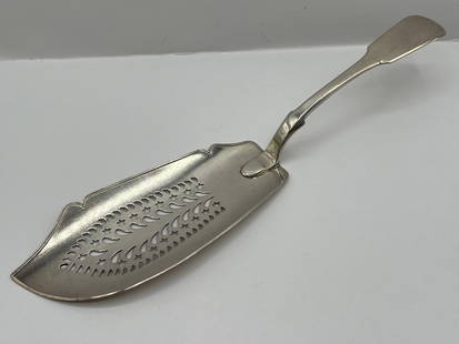 Hallmarked Scottish Georgian Fish Slice Fish Lifter Serving Utensil: appears in good condition JM Jr = either John Muir Jr or John Murray