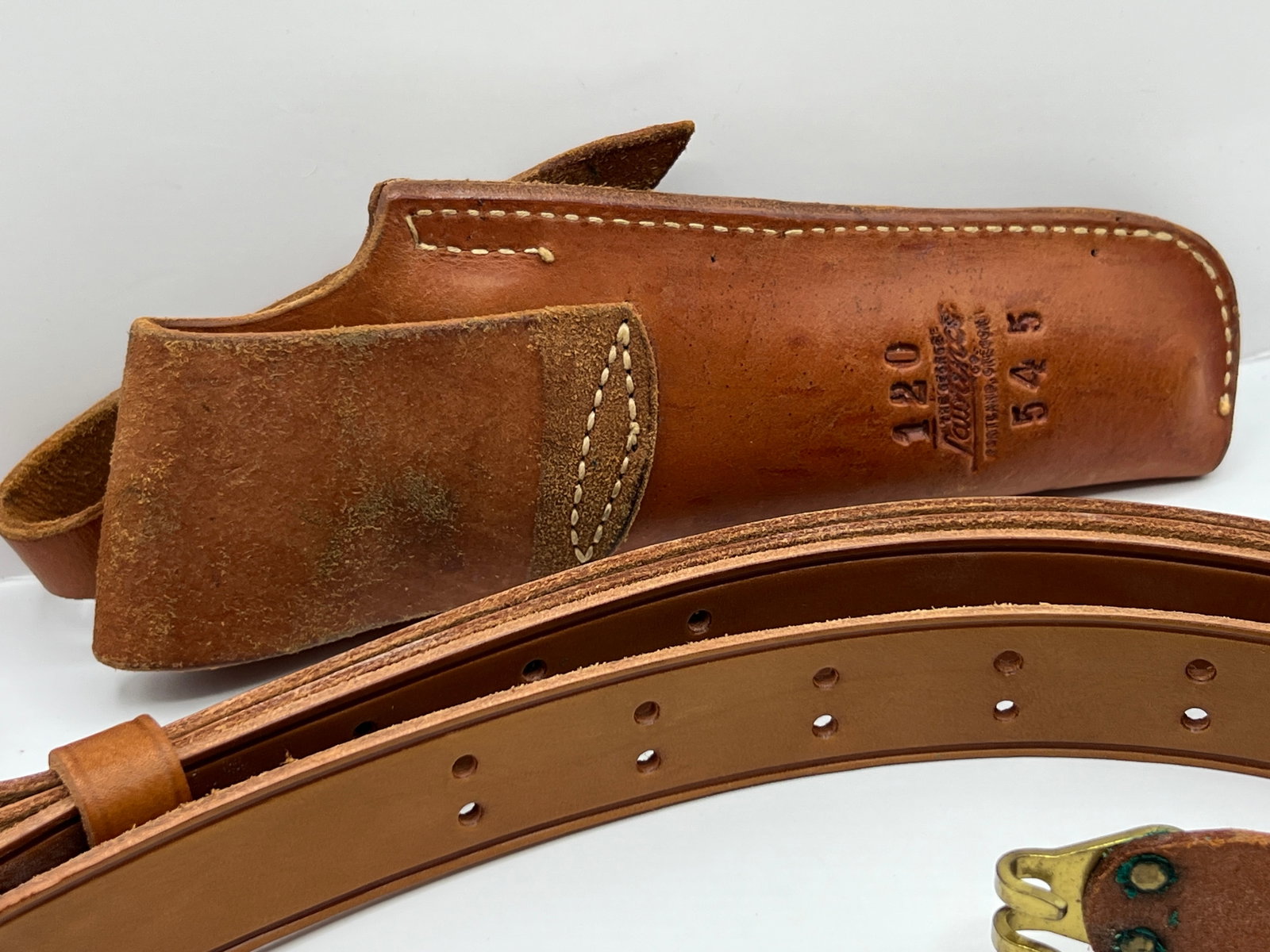 Vintage Brown Leather Gun Pistol Holster: Appears to have slight moisture damage