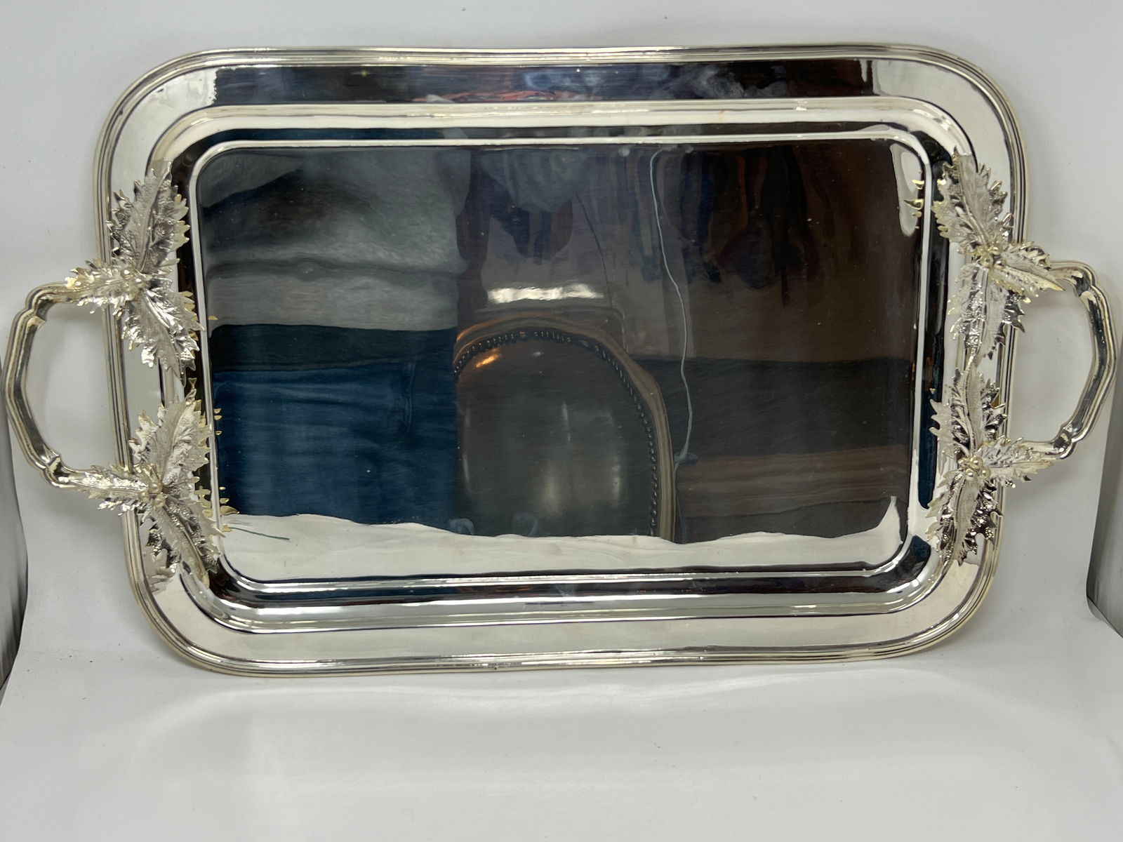 Holly Leaf Silver Plate Handled Tray (1 of 6)
