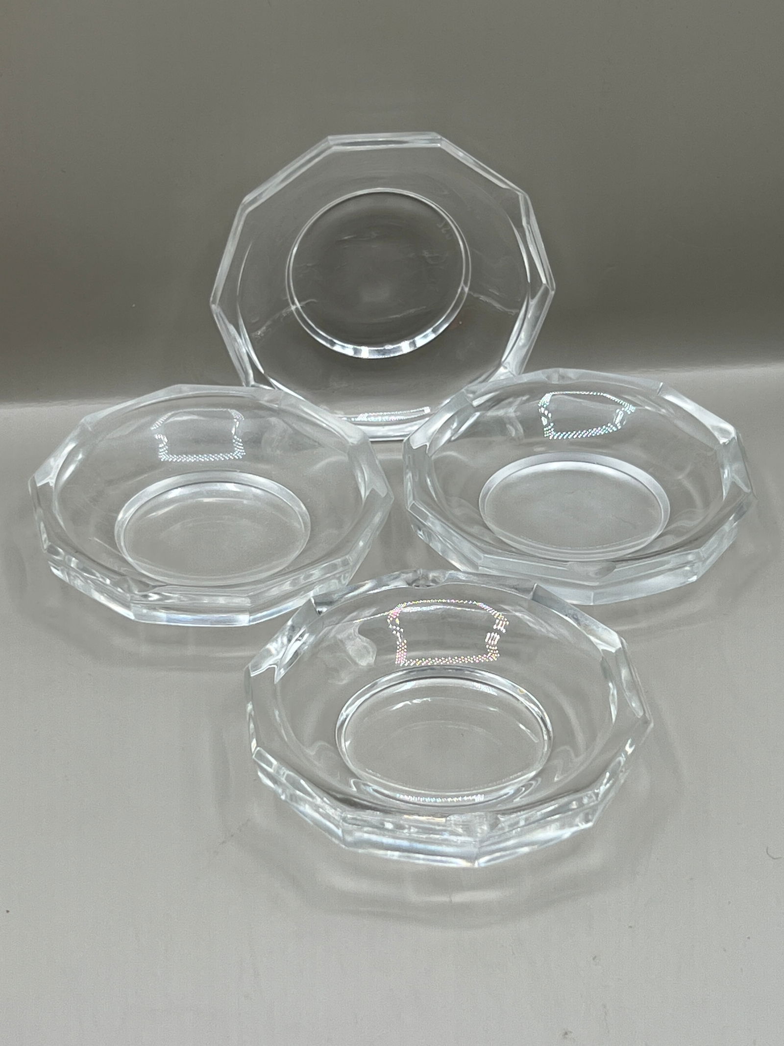 (4) Val St Lambert Art Glass Crystal Ashtrays Plus (4) bonus chippy VSL ashtray (1 of 11)