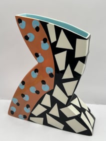 Rita Duvall Memphis Milano Zig Zag Artist Signed Pottery Vase