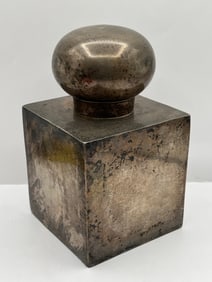 Silverplate Screwtop Vessel on Cube Base