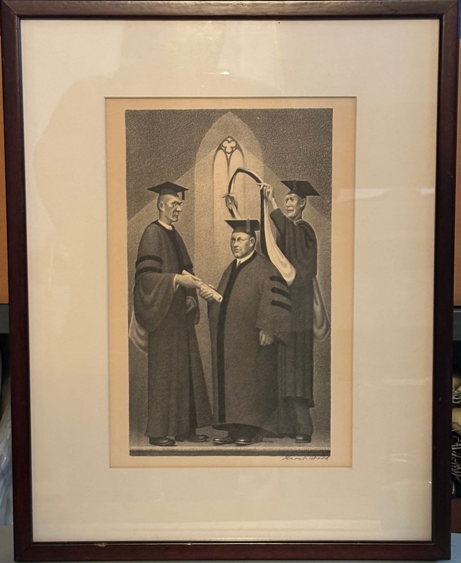 Grant Wood "Honorary Degree" Signed Original Lithograph (1 of 6)