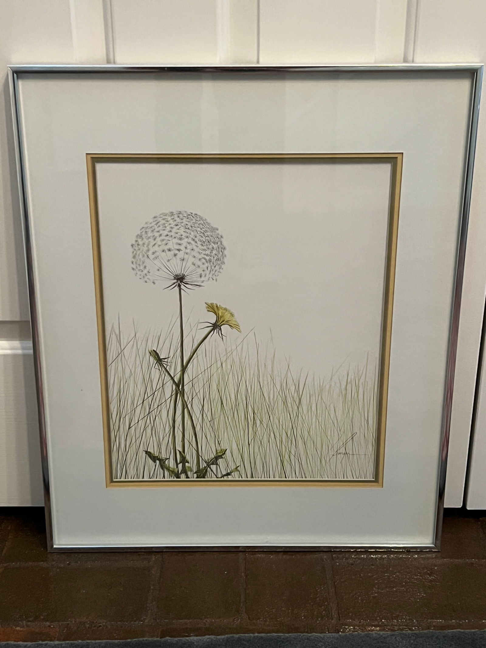 Framed Midcentury Lithograph Dandelion (1 of 4)
