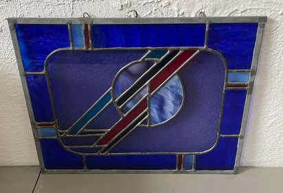circa 1980s Stained Glass Window Sun Catcher Panel
