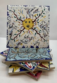 Full Set of Vintage Salvador Dali Glazed Art Tiles Tile