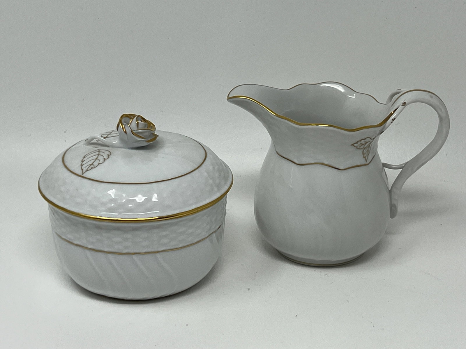Herend Hungary Cream & Sugar Bowl: x