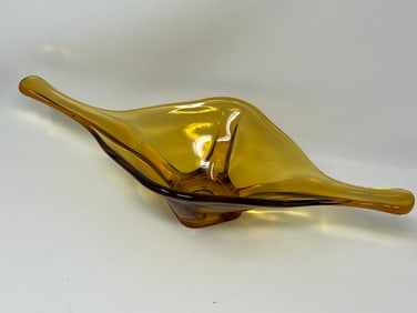 Vintage Viking Glass Epic Line Art Glass Bowl in Amber