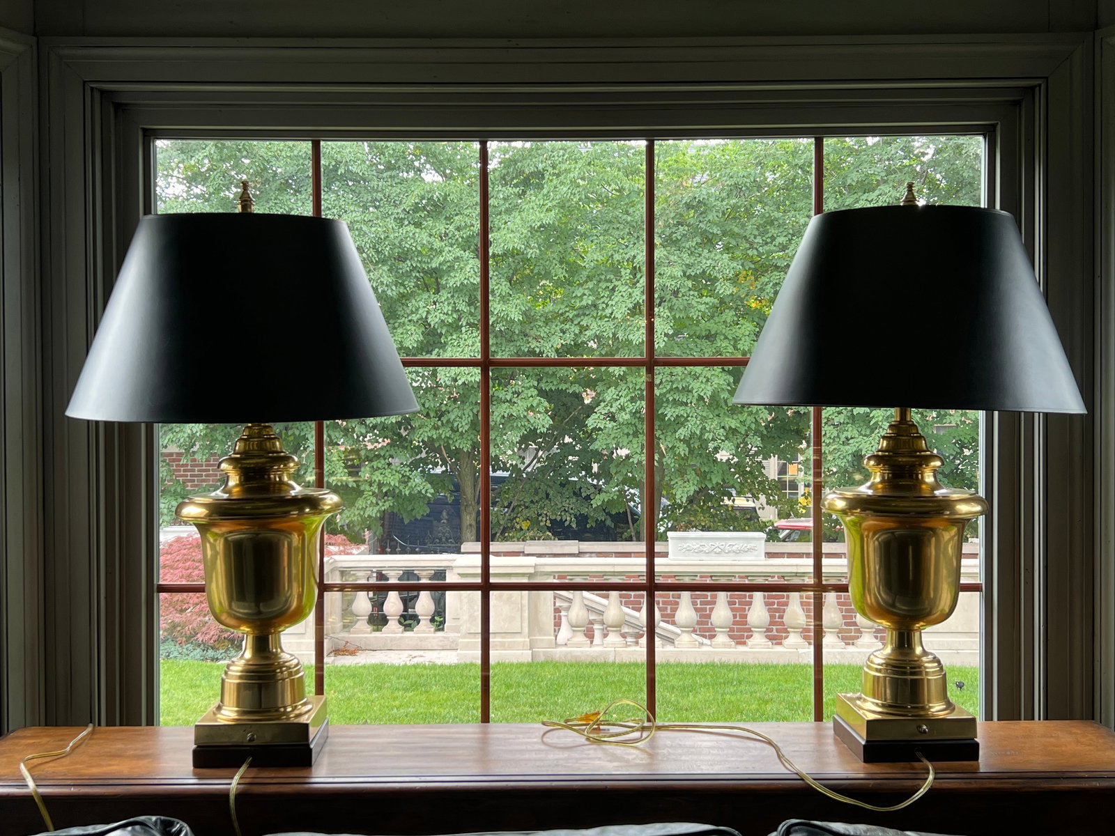 Pair of Frederick Cooper Neoclassical Brass Urn Lamps (1 of 3)