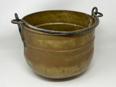 Antique Brass-on-Copper Bucket Cauldron