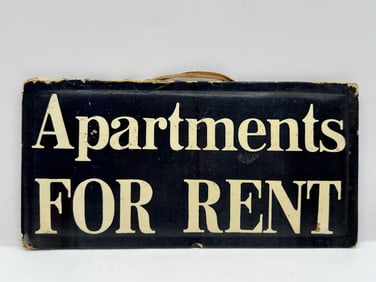 1940's "Apartments for Rent" Hanging Card Sign