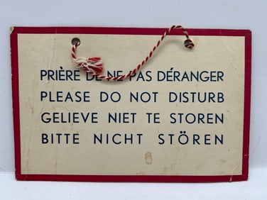 1970's "Do Not Disturb" European Hanging Door Sign