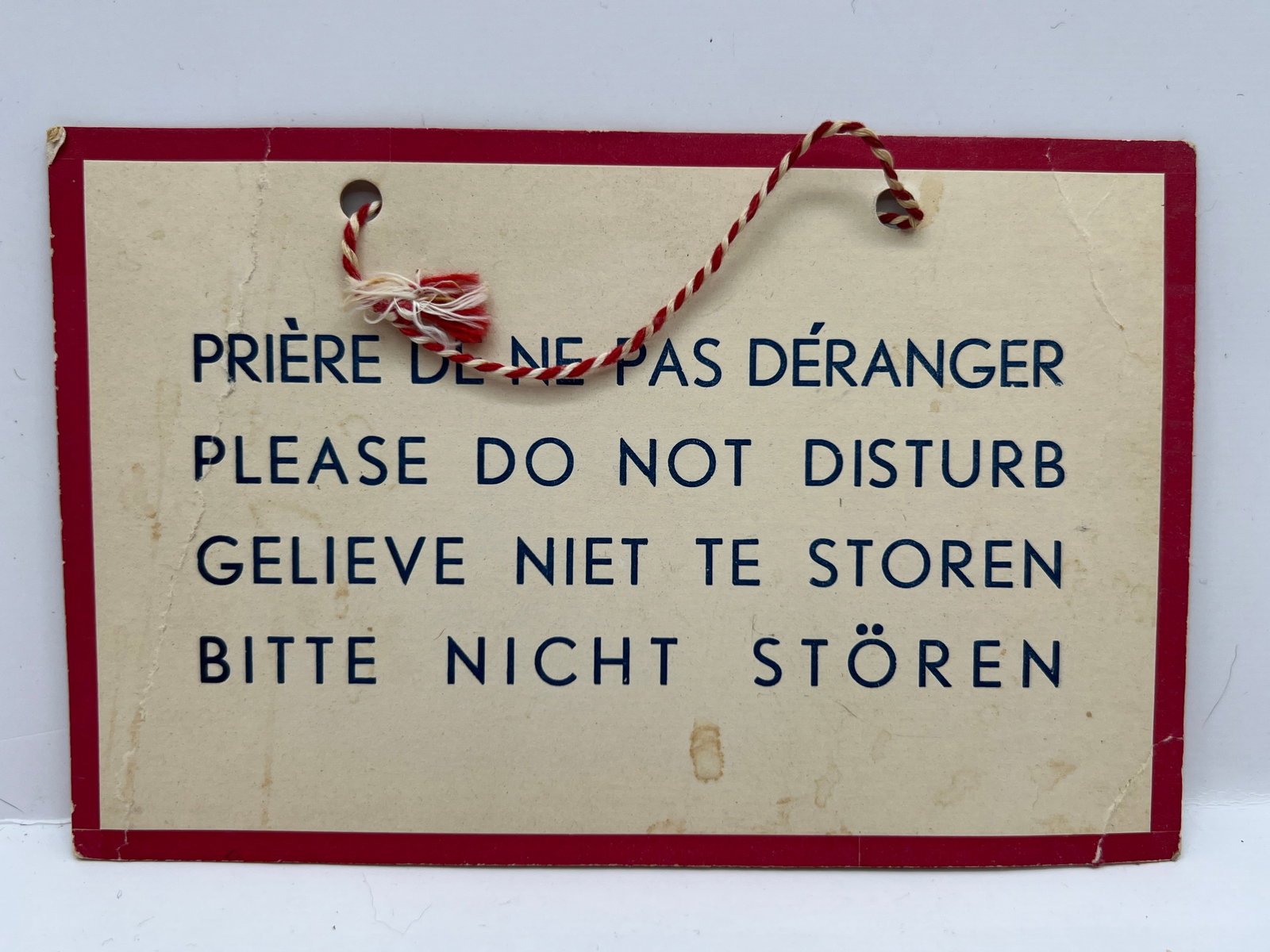 1970's "Do Not Disturb" European Hanging Door Sign: Great piece of paper ephemera