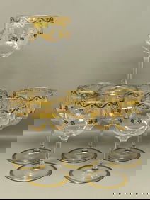 St Louis Crystal Gilt Gold Wine Claret Glasses