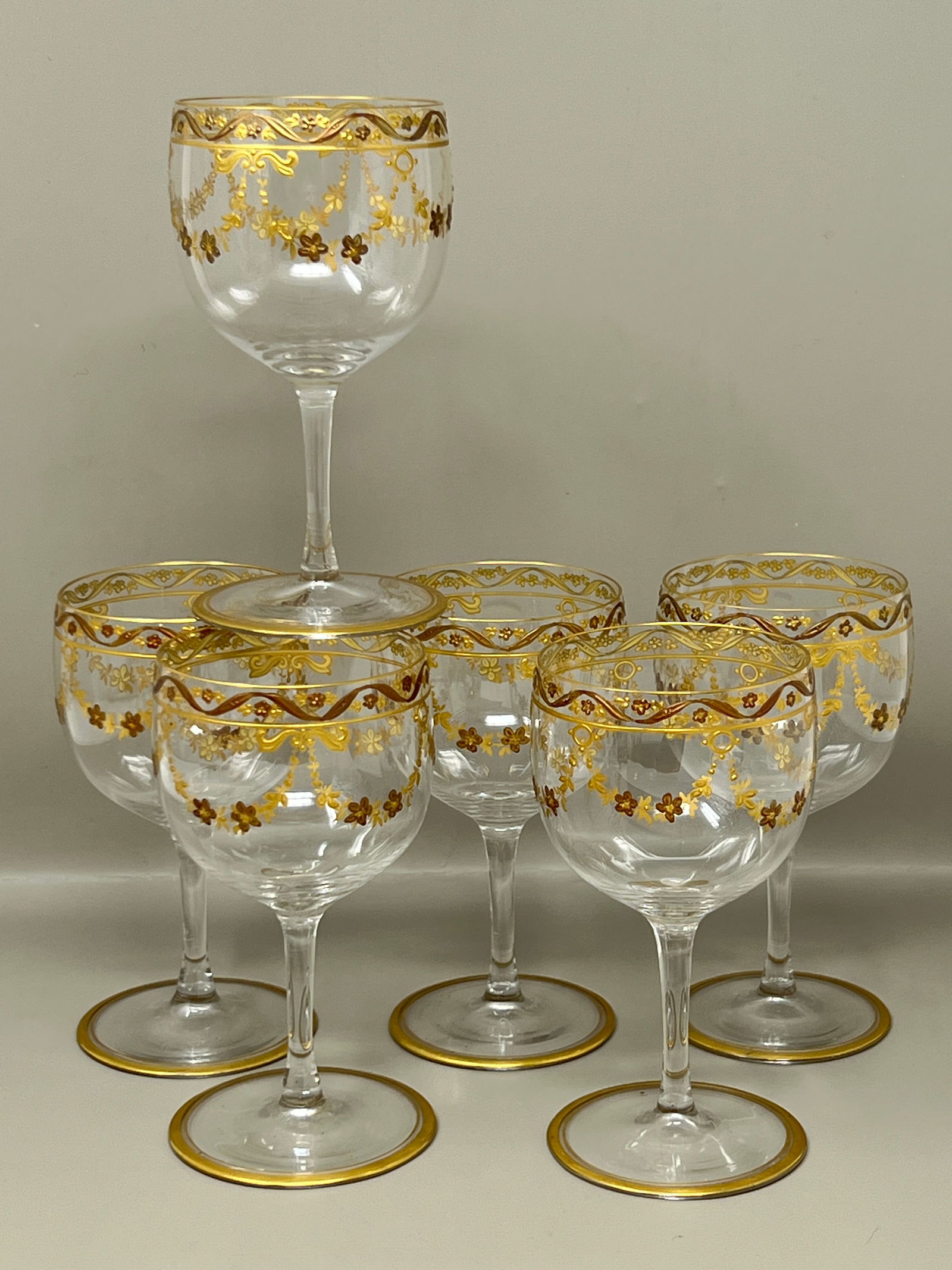St Louis Crystal Gilt Gold Wine Claret Glasses: classic and in great condition