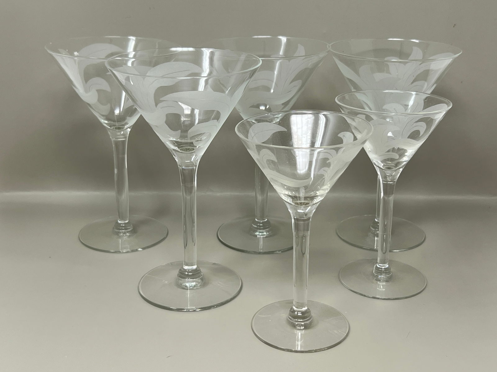 Etched Glass Martini Glasses Set (1 of 12)