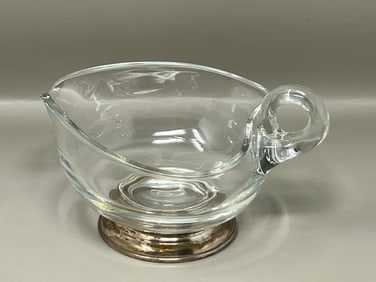 Sterling Silver Based Glass Sauce Boat Sauciere