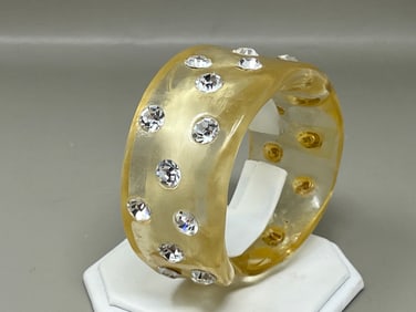 Vintage Wide Handmade Rhinestone Bangle Bracelet