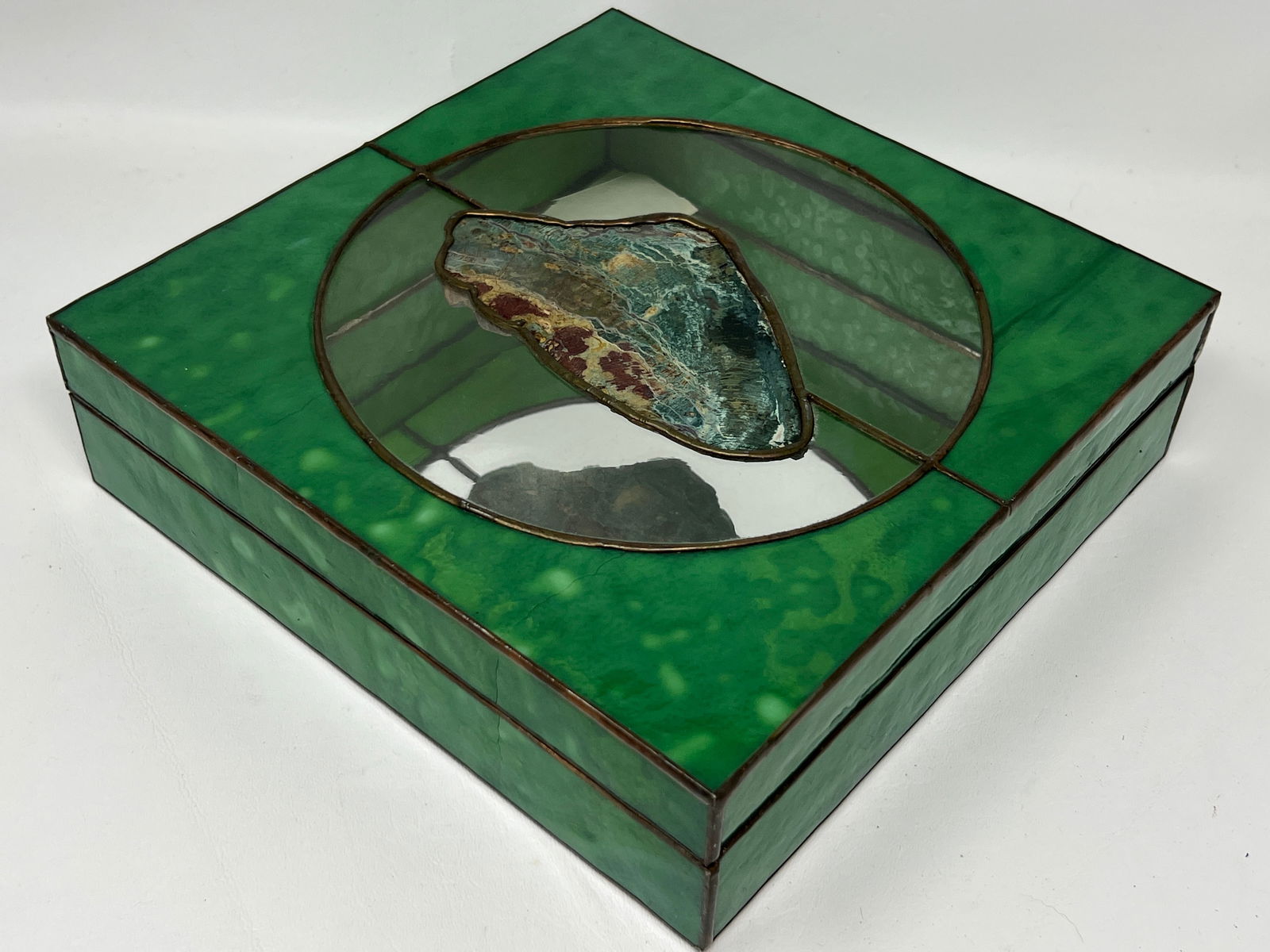 Petrified Sequoia Wood in Stained Glass made in Tiffany Tradition