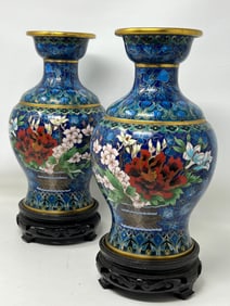 Cloisonne Chrysanthemum Vase Pair