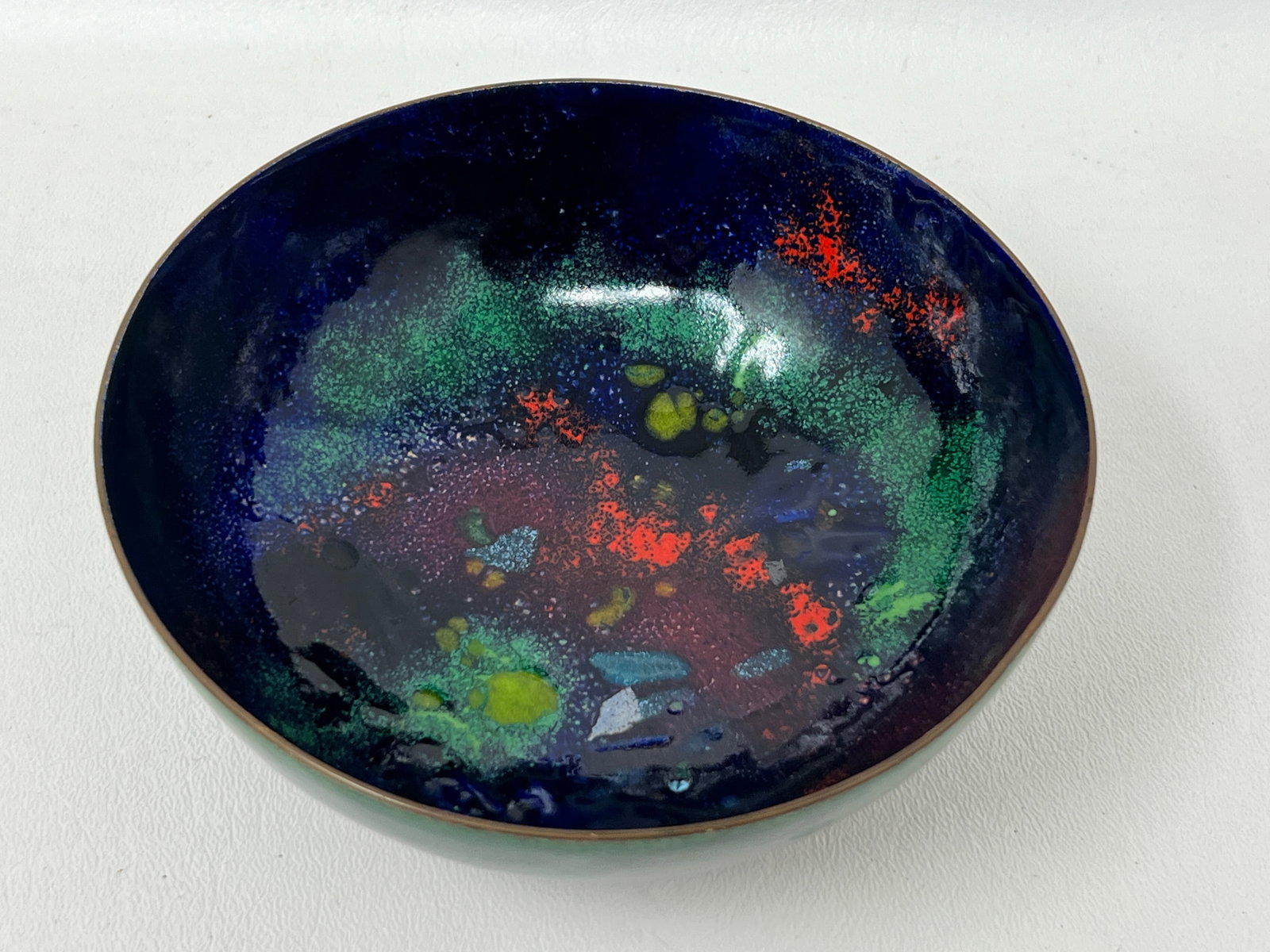 Paolo De Poli Italian Midcentury Enamel Bowl: Great Condition, has makers placard, no signature