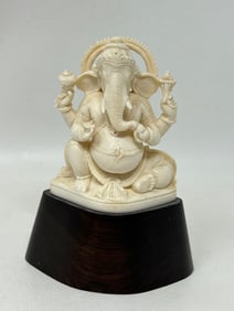 Hand Carved Bone Ganesha Ganesh Figurine Statue