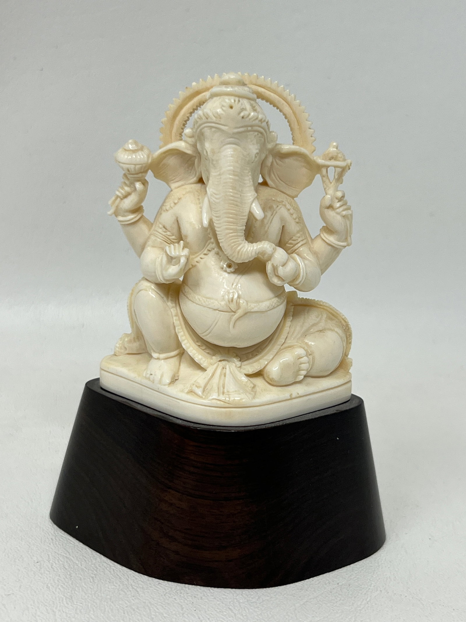 Hand Carved Bone Ganesha Ganesh Figurine Statue: any flaws noted in photos, see photos for dimensions 4.5" tall, 3.5" wide, 2" deep