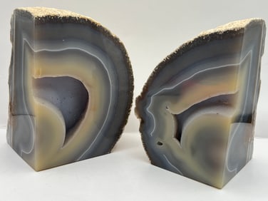 Large Agate Geode Slice Bookends