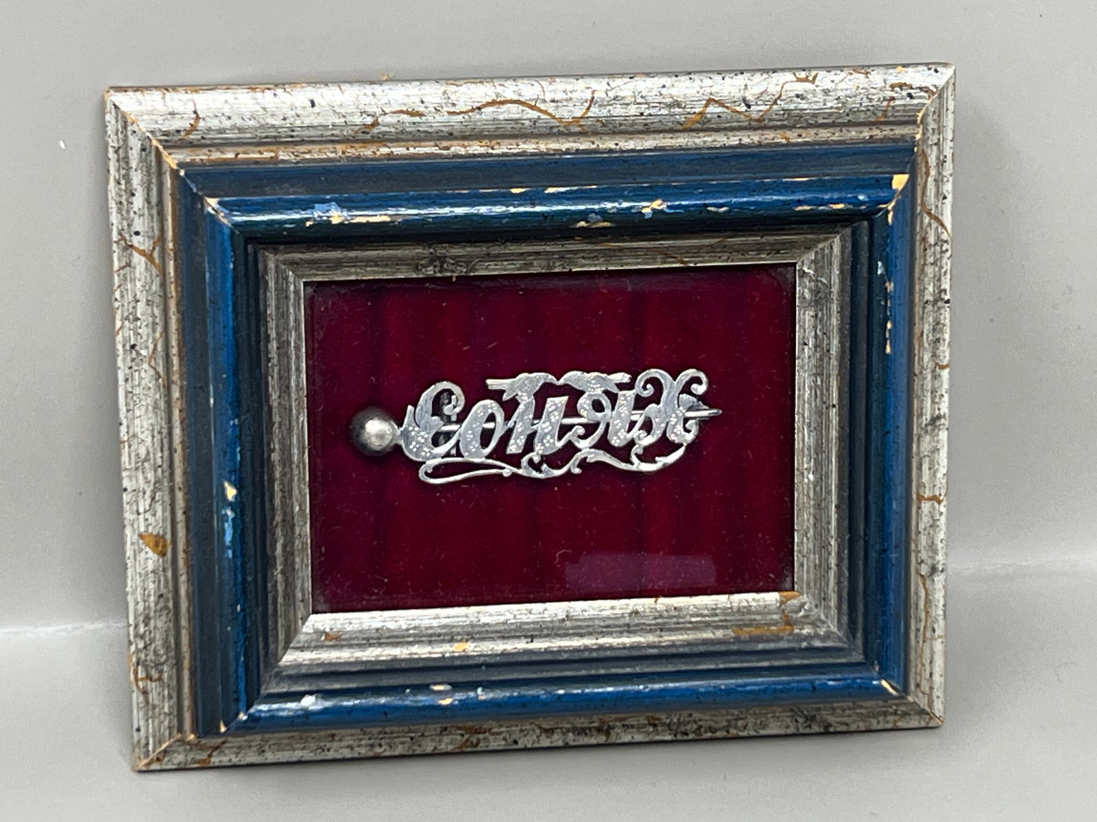 Cyrillic Language Brooch in Shadowbox Frame: A great addition to any gallery wall