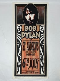 Mark Arminski Signed Bob Bylan at St Andrews Hall Detroit Concert Poster
