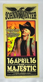 Mark Arminski Signed Johnny Winter The Majestic Detroit Concert Poster